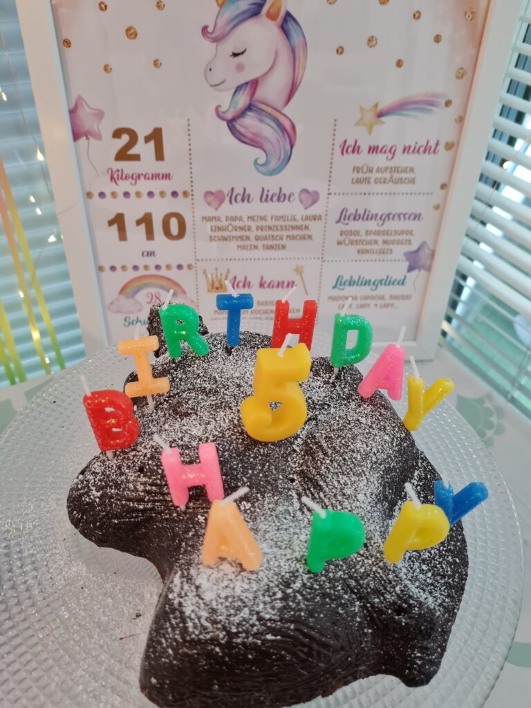 Einhorn-Schokokuchen Kindergeburtstag